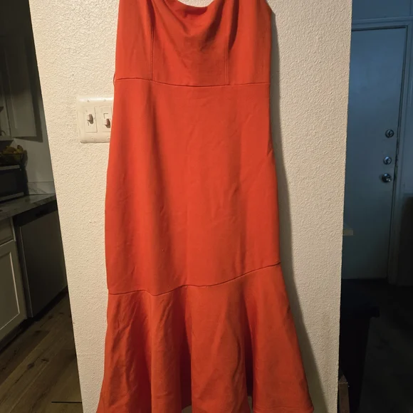 Chic Orange Midi Dress - Picture 2 of 9